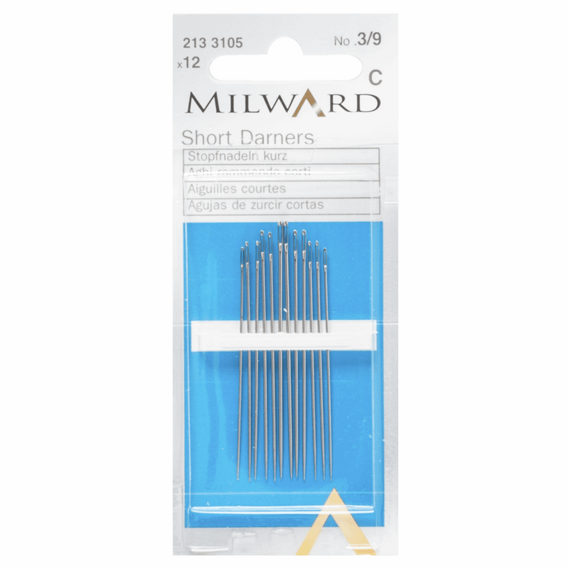 Milward Hand Sewing Needles with short darners numbers 3-9