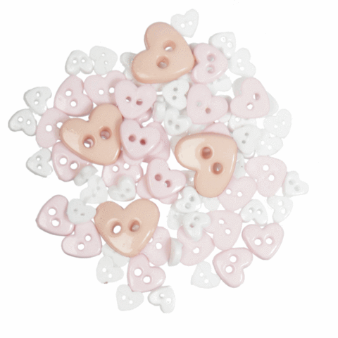 Trimits mini heart craft buttons in whites
