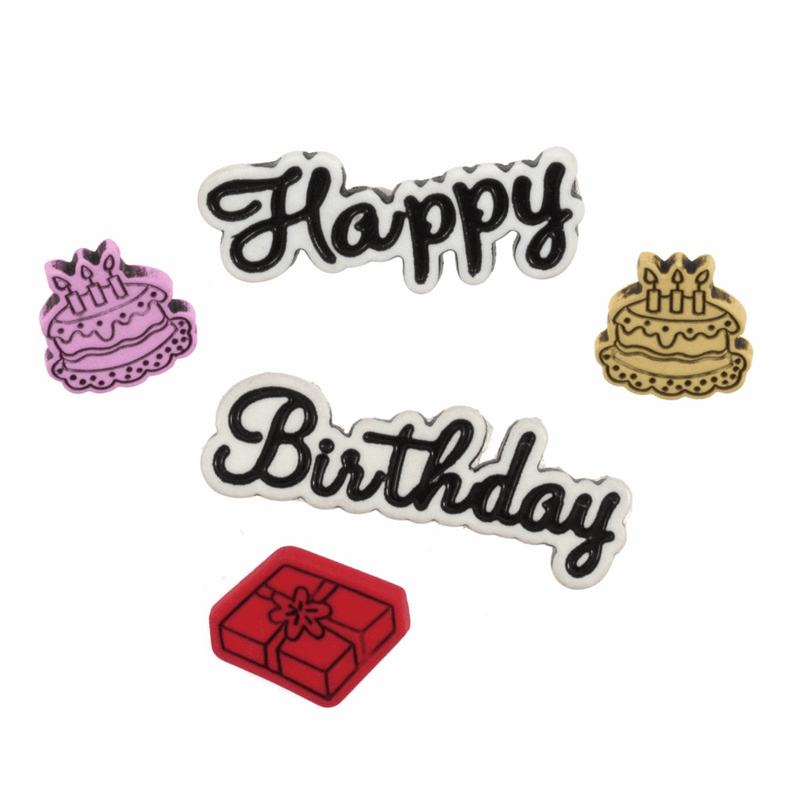 Trimits Novelty Special Occasions Buttons with happy birthday cakes and presents