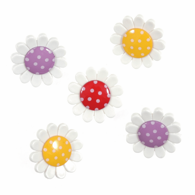 Trimits Novelty flower Buttons with polka dot flowers