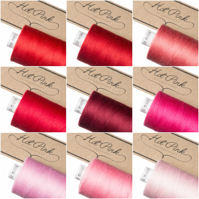 1000m Coates Polyester Moon Thread in Reds & Pinks