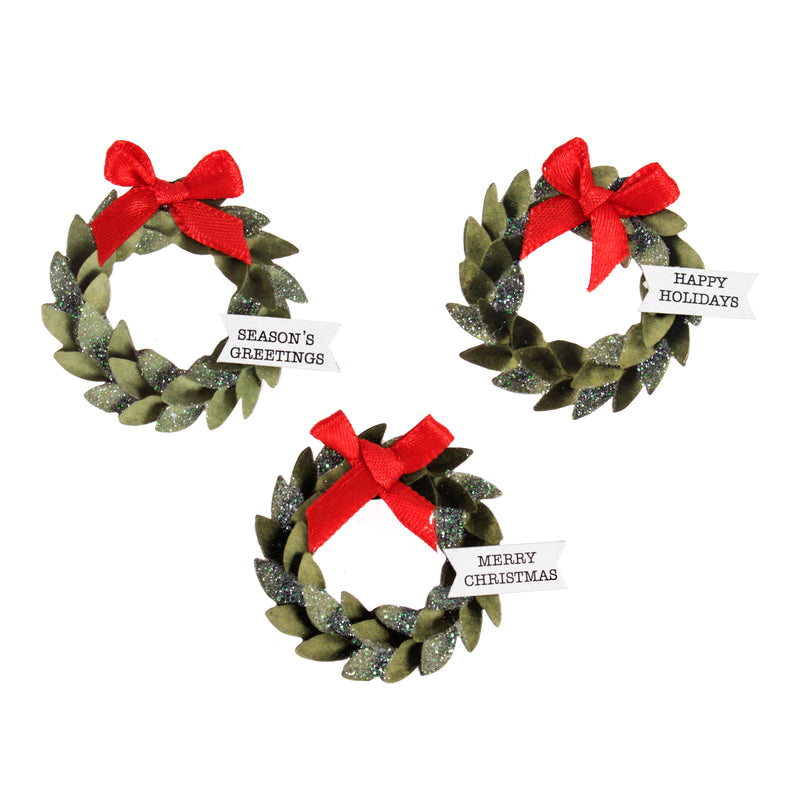 Trimits Stick-on Christmas Wreaths Embellishments - Pack of 3