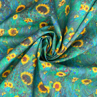 Klimt's sunflowers 100% printed cotton fabric swatch