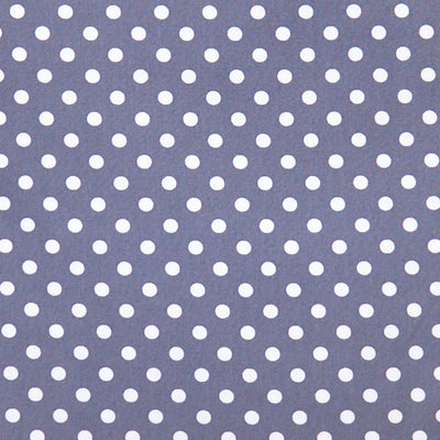 Swatch of 50's retro, vintage colourful spots on 100% cotton poplin fabric by Rose and Hubble on grey