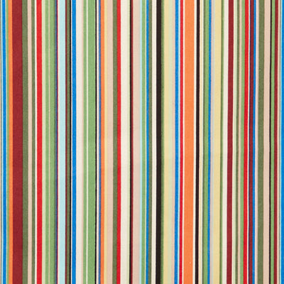 Swatch of retro style, unique and multi coloured striped 100% cotton poplin fabric by Rose and Hubble in Greens 