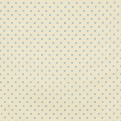 Swatch of stylish, neutral polka dot print 100% cotton poplin fabric by Rose and Hubble in Pale Blue