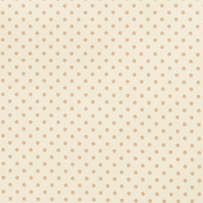 Swatch of stylish, neutral polka dot print 100% cotton poplin fabric by Rose and Hubble in tan