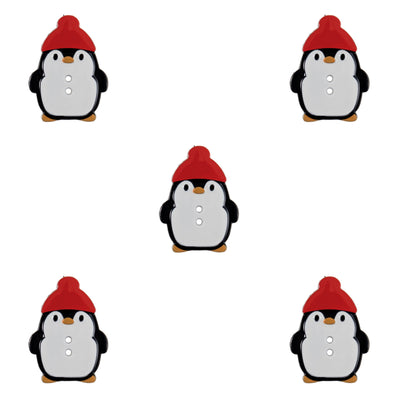 Christmas penguin buttons pack of 5