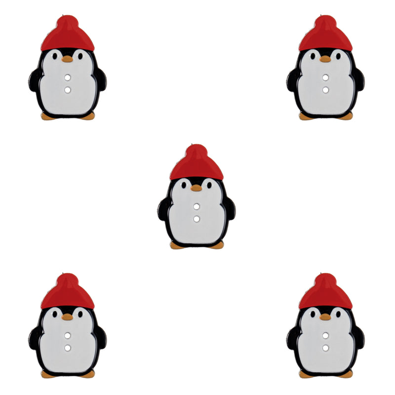 Christmas penguin buttons pack of 5