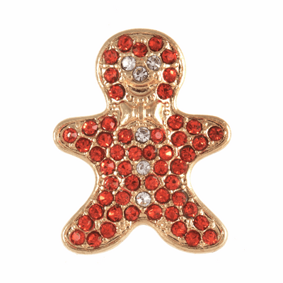 Gingerbread man diamante on Gold  21mm Christmas shanked button.