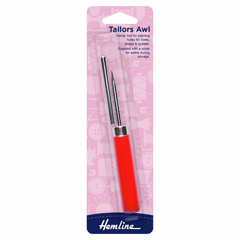 Hemline red Tailors Awl with Metal Cover in 6mm