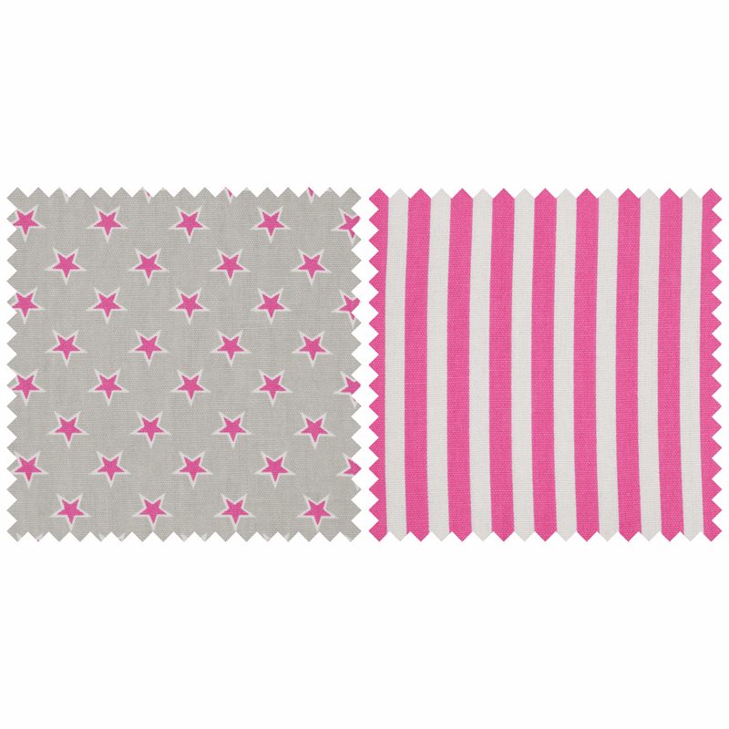 Swatch of  Craft Shoulder Bag with funky pink, white and grey Stars and Stripes