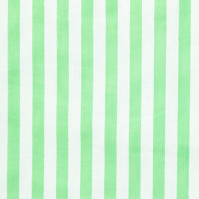 Swatch of medium, classic bold stripe polycotton fabric in white and neon green