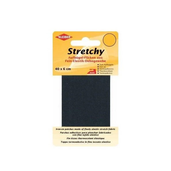 Stretchy clothing iron on repair patch in navy blue
