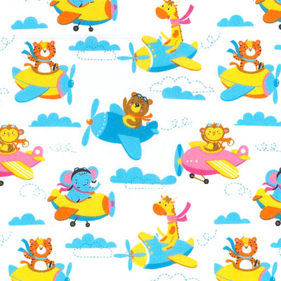 flying animals in airplanes children's fabric
