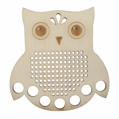 Wooden brown Embroidery Floss Holder in owl shape
