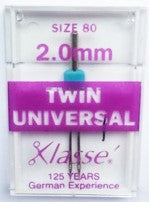 KLASSE Sewing Machine Needles in Twin Universal 2.0mm