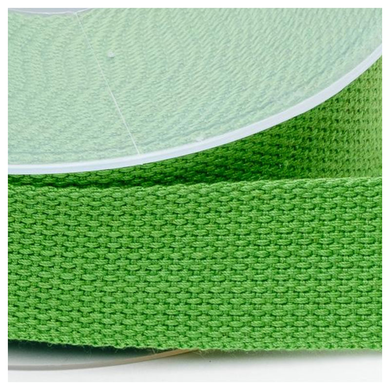 Cotton Basket Weave Webbing 30mm in green