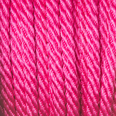 5mm Silky and shiny Barley Twist Rope Cord by Berisfords in shocking pink 72