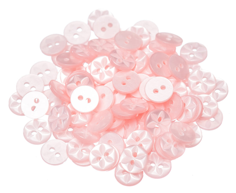 Star round plastic buttons in baby pink
