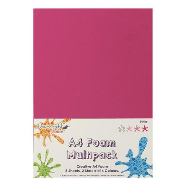 A4 craft foam multi-pack sheets – pinks