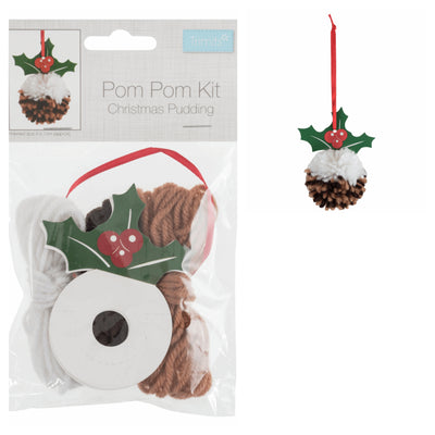 Pudding pom pom making kit, Trimits pom pom Christmas decorations, pom pom decorations, paper pom pom decorations