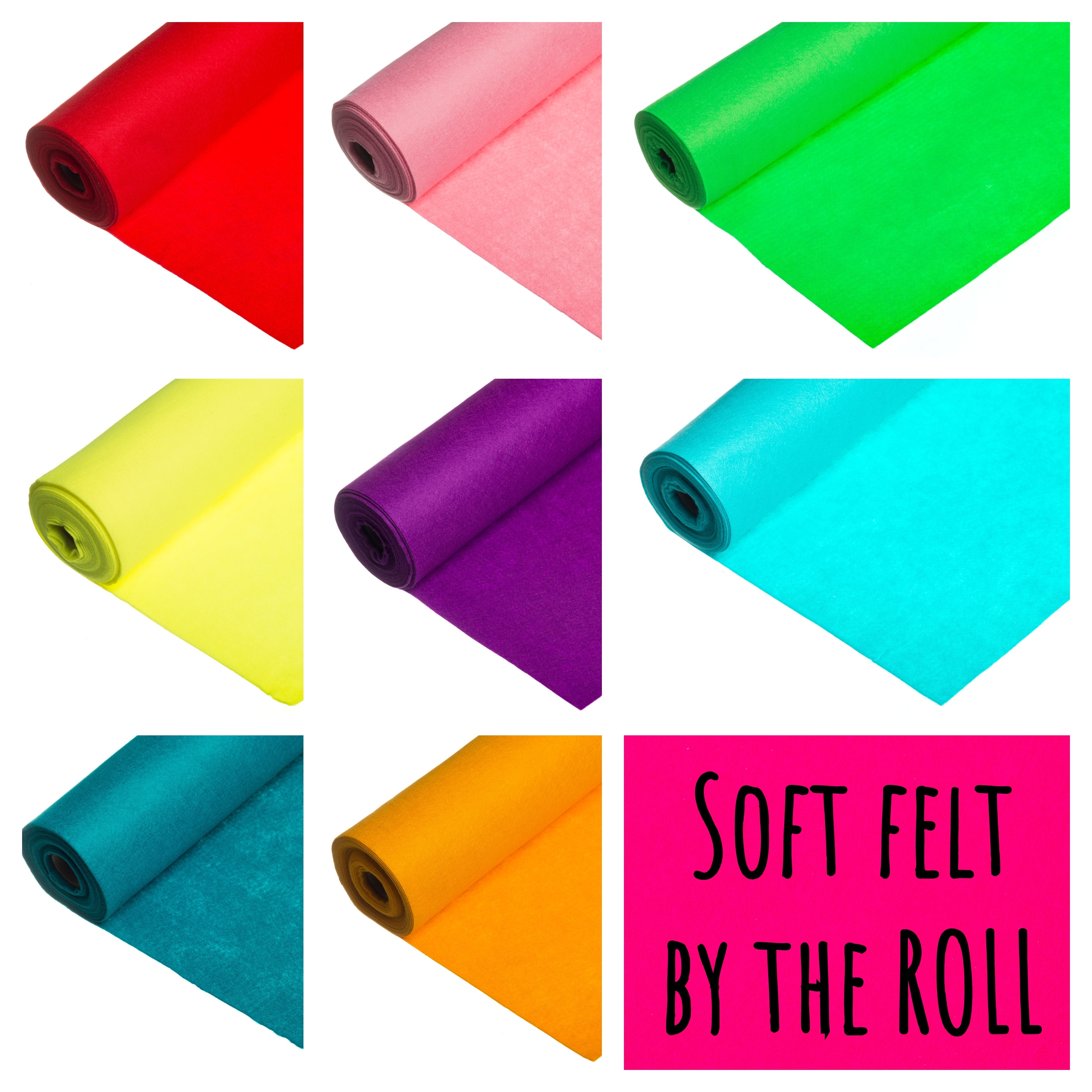 Super Soft Craft Felt Fabric BY THE ROLL- 48 colours – Hot Pink Haberdashery