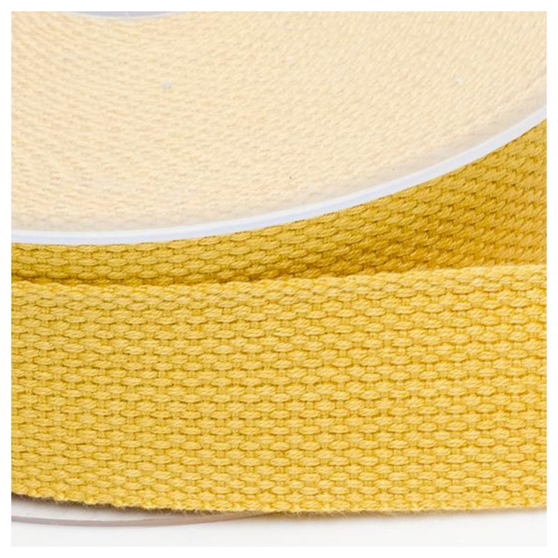 Cotton Basket Weave Webbing 30mm in yellow