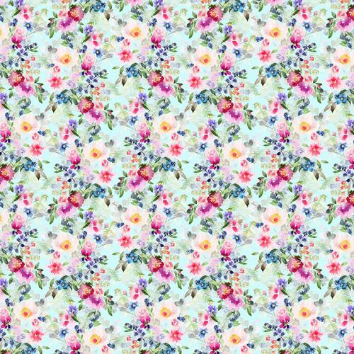 Small Rose Light Blue- 100% Cotton fabric by Chatham Glyn - 140cm Wide