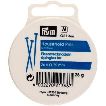 Prym 26x0.75mm straight household pins for office use, handicrafts, florists and decorations.