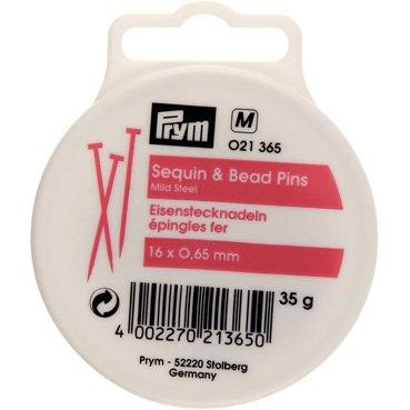 Prym 16 x 0.65mm silver sequin and bead pins for florists and decorating.