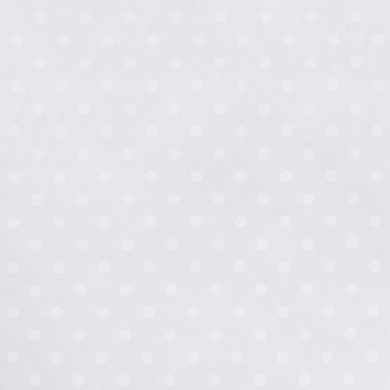Swatch of classic pastel polka dot printed polycotton fabric in white