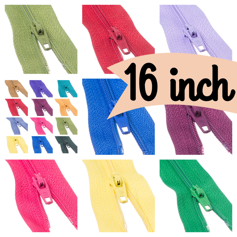 16" Nylon Autolock Trebla Zips. 49 shades, perfect for every fabric shade and design. The zip suitable for every sewing project.