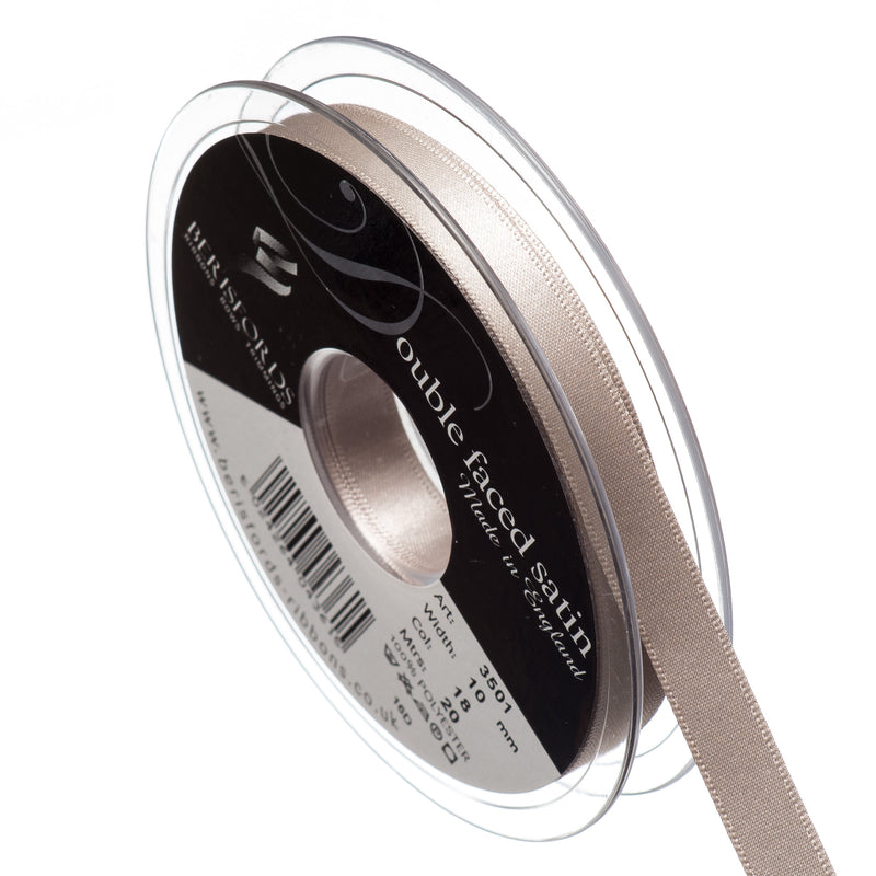 Berisfords 50mm and 70mm double faced satin ribbon in silver grey