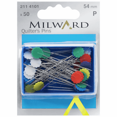 Milward quilter's steel 54mm assorted flat flower pins