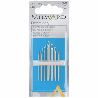 Milward Hand Sewing embroidery/crewel Needles numbers 3-9