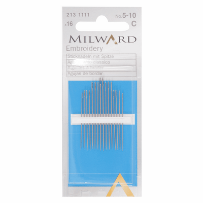Milward Hand Sewing embroidery/crewel Needles numbers 5-10