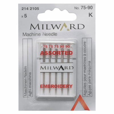 Milward Sewing Machine Needles in Assorted Embroidery