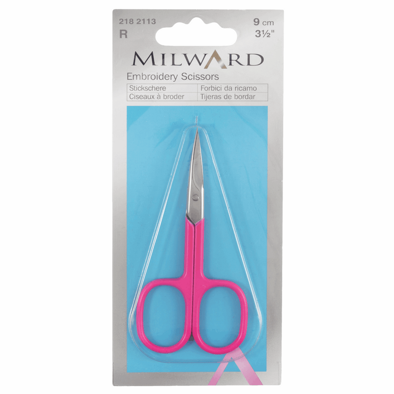 Milward Neon Pink Embroidery Scissors - 10cm