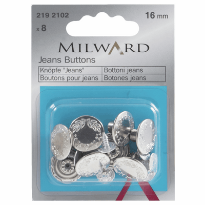Milward jeans metal buttons in nickel 16mm