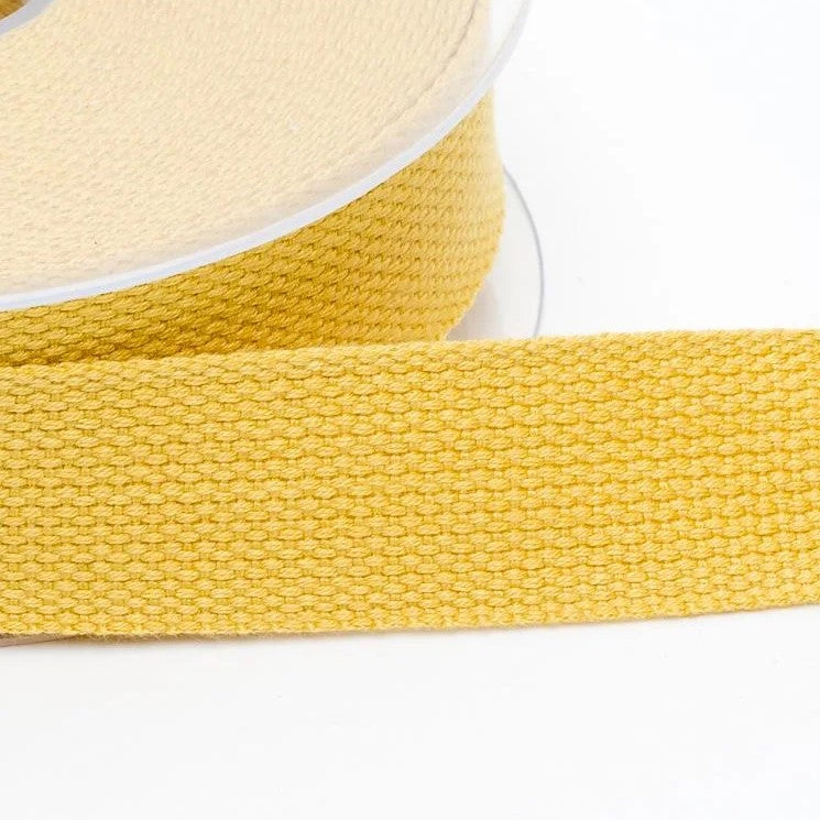 Cotton weave bag webbing 25mm in yellow 61