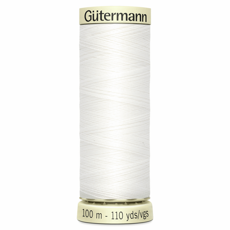 Gutermann 100% polyester Sew All thread 100m in Colour 800 white
