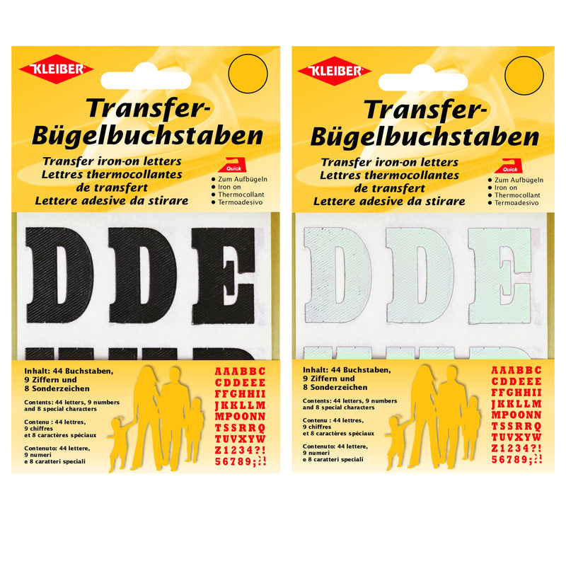 Kleiber Iron-On Letter Transfers in Black/White - 61 characters
