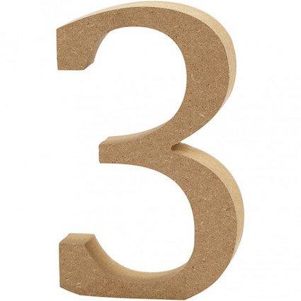 Number 3 – MDF Wooden number – 13cm