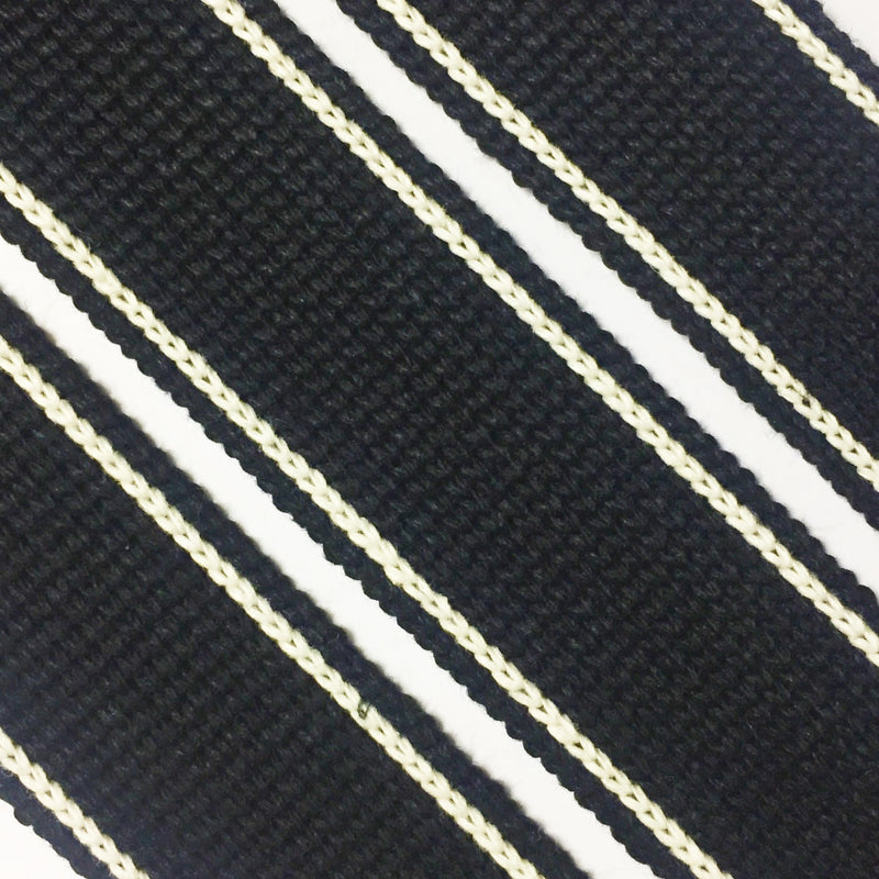 34mm Premium 100% Cotton Soft Touch Stripe Webbing in black