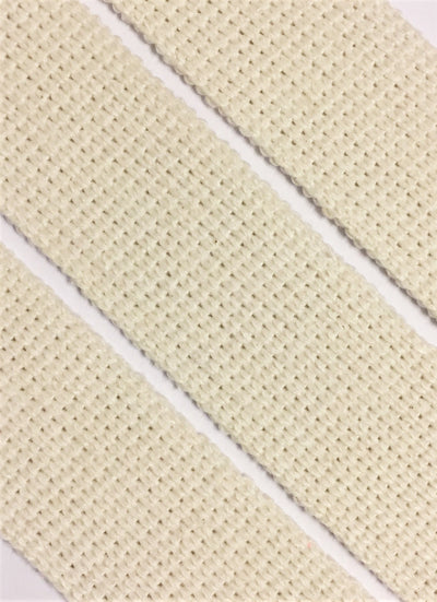 34mm Premium 100% Cotton Soft Touch Stripe Webbing in ecru