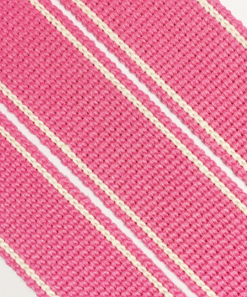 34mm Premium 100% Cotton Soft Touch Stripe Webbing in lacca pink