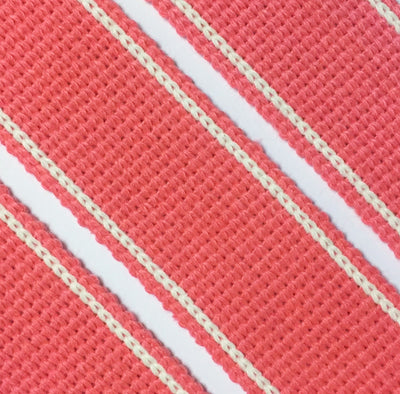 34mm Premium 100% Cotton Soft Touch Stripe Webbing in warm coral