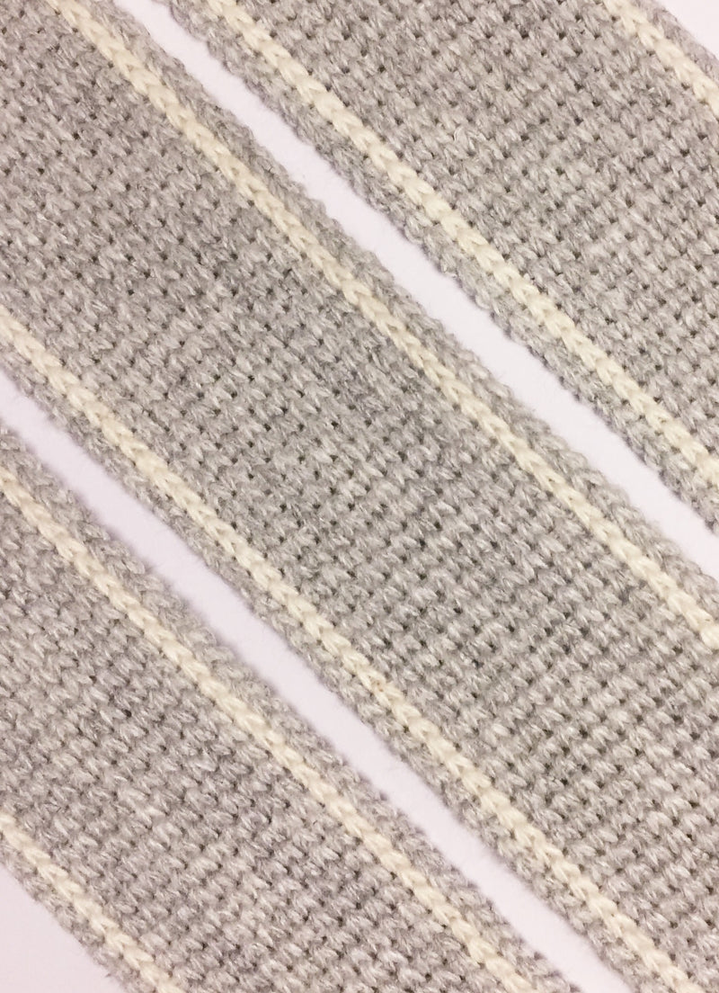 34mm Premium 100% Cotton Soft Touch Stripe Webbing in grey