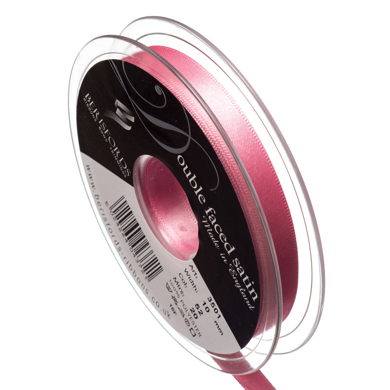 Berisfords 50mm and 70mm double faced satin ribbon in hot pink